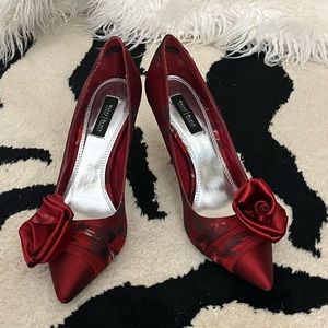 White House Black Market Dark Red Satin Heels